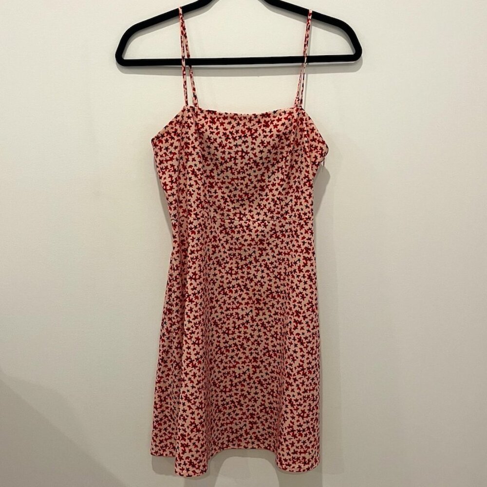 Aqua Pink/Red Floral Summer Dress, Size XS